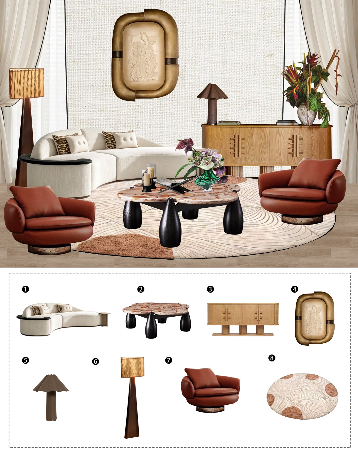 Vintage Living Room in Warm Earth Tones Living Room